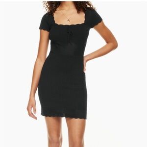 ARITZIA Wilfred Black Knit Mini Dress ‘ Reception ‘ - Crochet - XS NWT